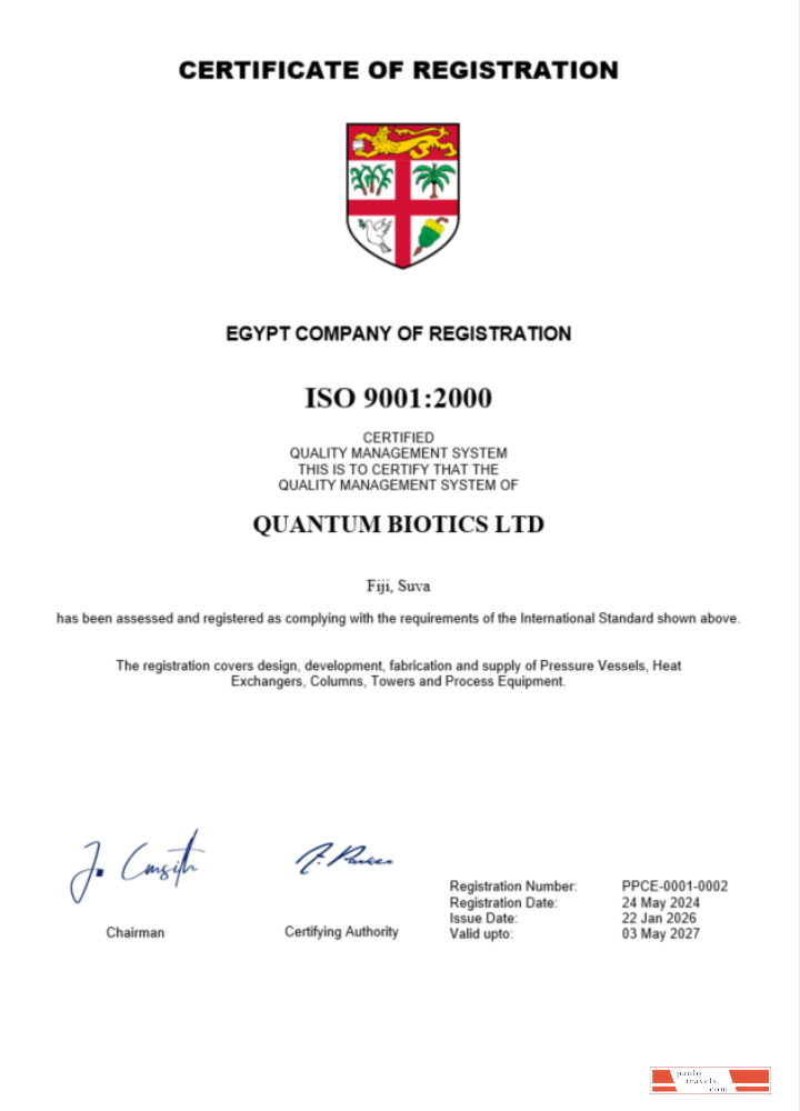 Fiji certificate of registration Word and PDF template